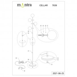 Mantra, Mantra Pie de Salon 4 Luce Cellar Negro 7639