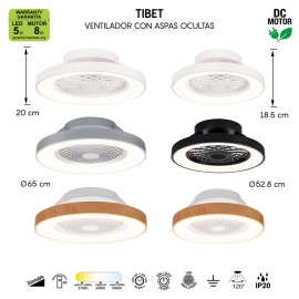 Mantra, Mantra Plafon-ventilador LED Pequeño - Blanco - Madera Tibet Mini Madera-blanco 7806