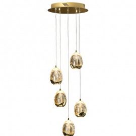 Schuller, Lampara Led Rocio Oro 5L Cristal Champan Burbujas 783529