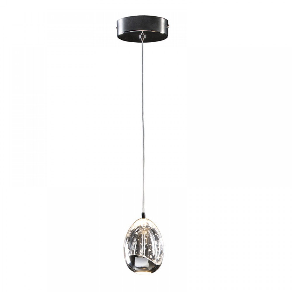 Schuller, Lampara Led Rocio Cromo 1L Cristal Burbujas 784326