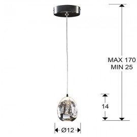 Schuller, Lampara Led Rocio Cromo 1L Cristal Burbujas 784326