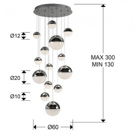 Schuller, Lampara 14L Led Sphere Cromo Ø60 Dim 793269B