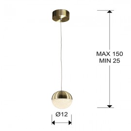 Schuller, Lampara 1L Led Sphere Ø12 Laton 793429