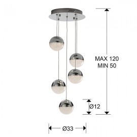 Schuller, Lampara 5L Led Sphere Cromo Ø33 Dim 793523D