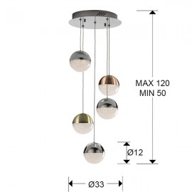 Schuller, Lampara 5L Led Sphere ColorØ33Dim 793534D