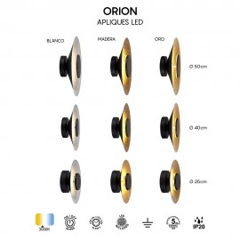 Mantra, Mantra Aplique LED 8w 3000k Orion Negro-madera 8123