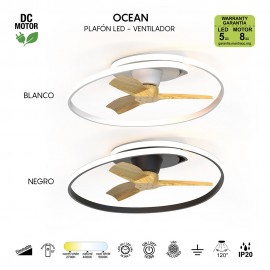 Mantra, Mantra Plafon-ventilador LED - Negro - Madera Ocean Negra-madera 8236