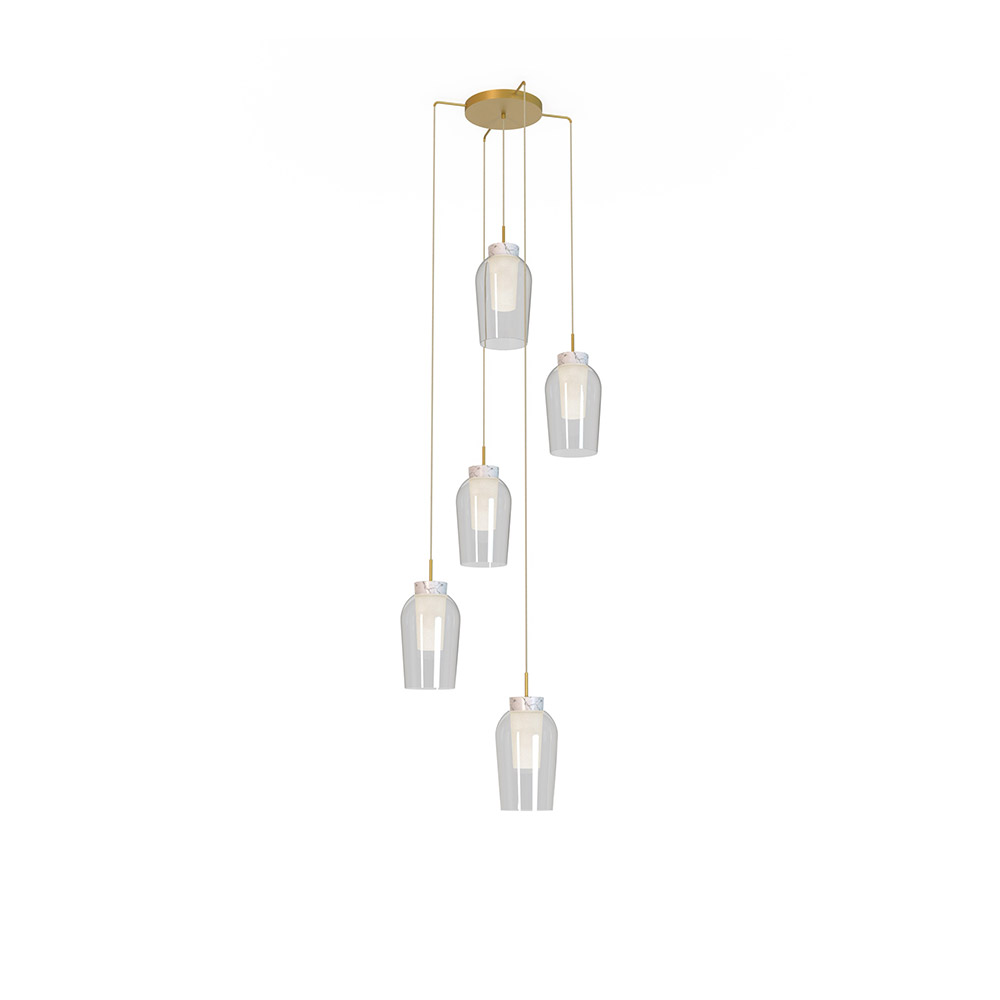 Mantra, Mantra Colgante 5 Luces Nora Oro-blanco 8395