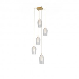 Mantra Colgante 5 Luces Nora Oro-blanco 8395