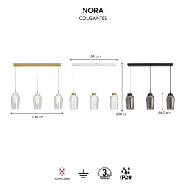 Mantra, Mantra Lampara Lineal 3 Luces Nora Oro-blanco 8397