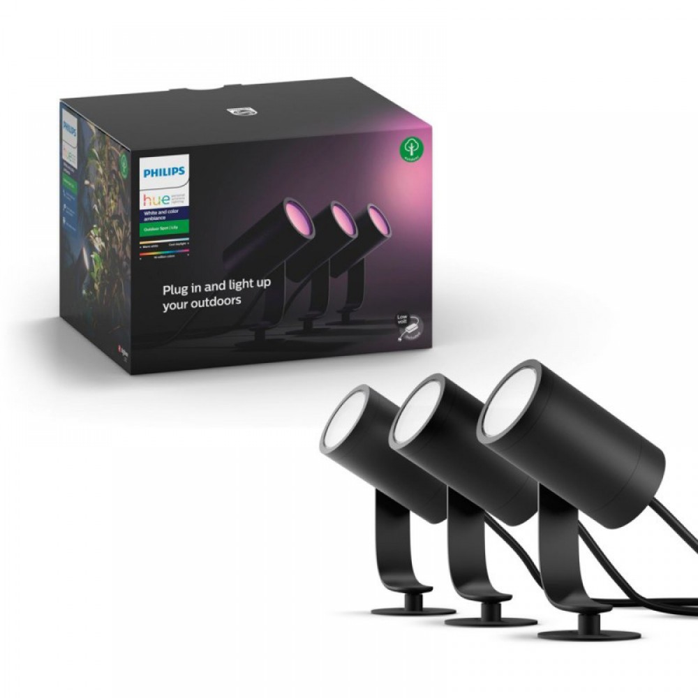 Philips, Foco Exterior Lily Hue Base Unit Spike Black 3X8W