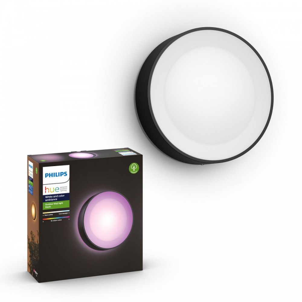 Philips, Aplique Exterior Daylo Hue Waca Wall Lantern Black 1X15W