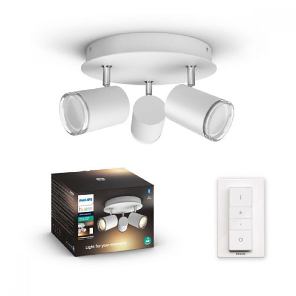 Philips, Foco Baño Adore Hue Plate-Spiral White 3X5.5W 230V