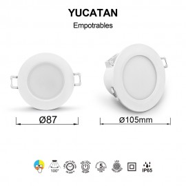Mantra, Mantra Empotrable Blanco LED Ip65 - 6,5w - Cct Yucatan Blanco 8848