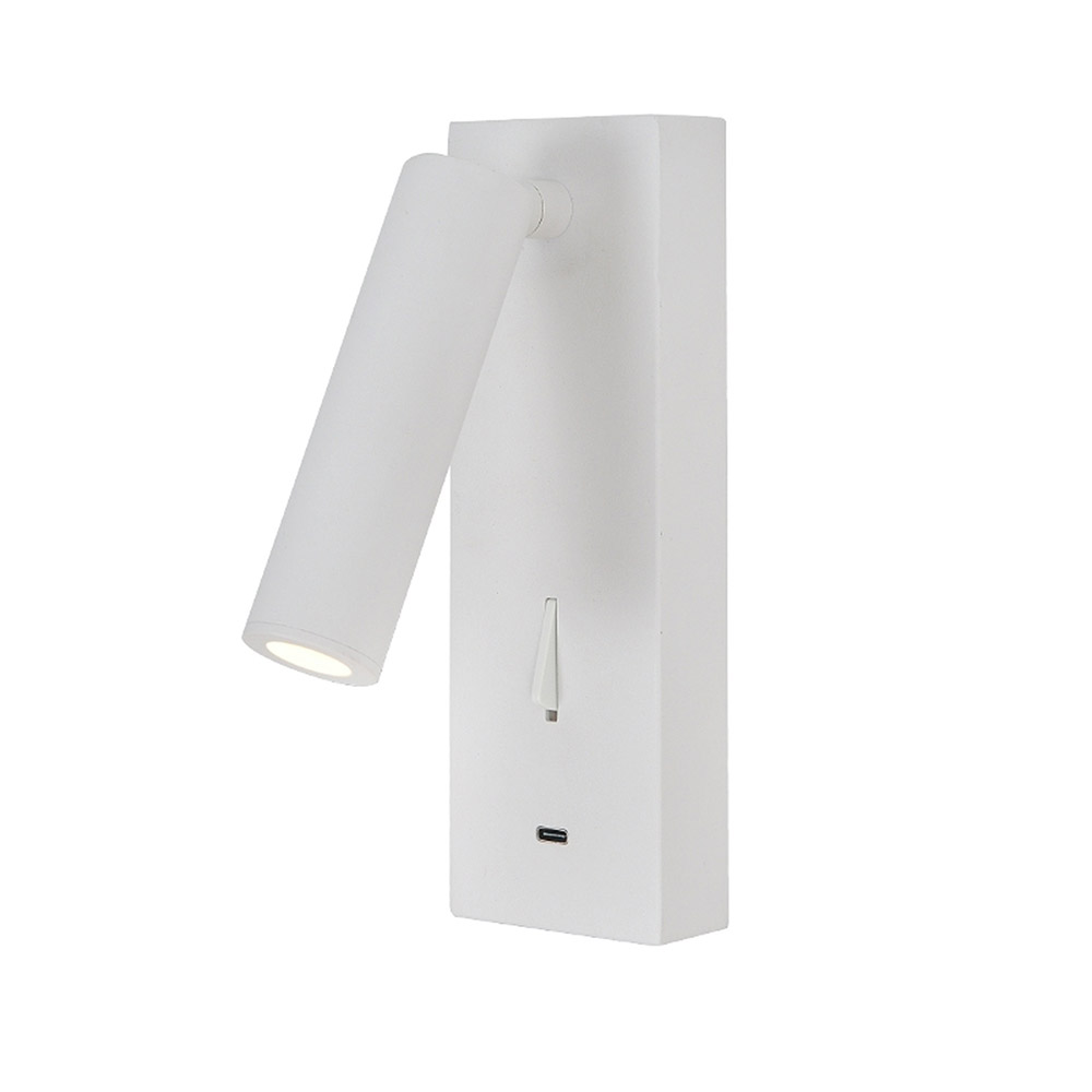 Mantra, Mantra Aplique Lector LED 3w 3000k Blanco Type-c Cargador Tarifa Iii Blanco 8984