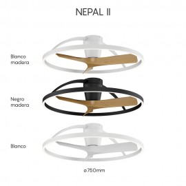 Mantra, Mantra Ventilador LED Pequeño - Blanco - Madera Nepal Ii Blanco- Madera 9045
