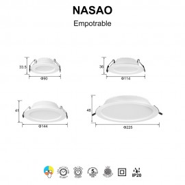 Mantra, Mantra Empotrable LED Cct 6w Blanco Nasao Blanco 9247