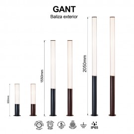 Mantra, Mantra Bolardo 205cm Ip65 43w 3000k Negro Gant Negro 9278