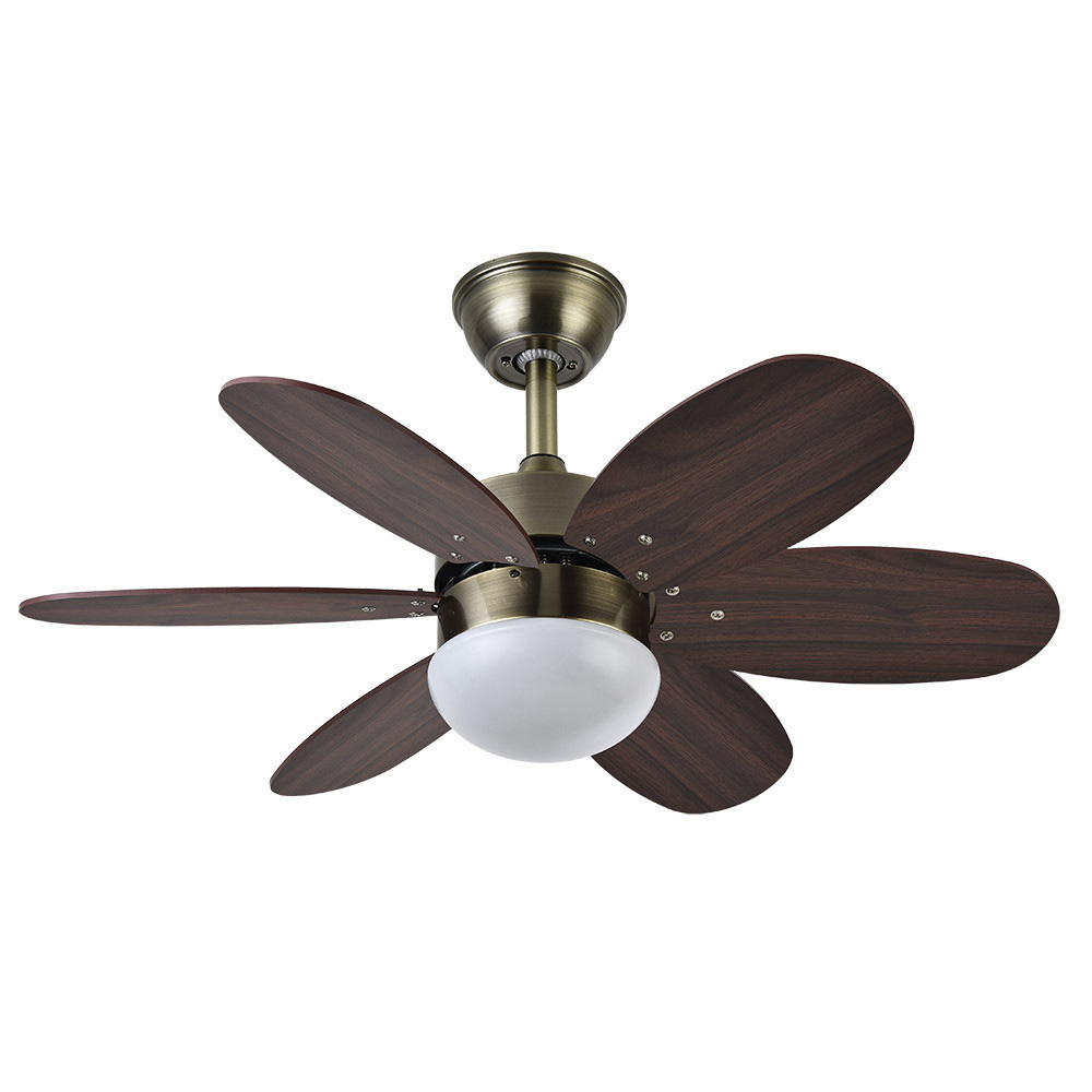 Fabrilamp, Ventilador Alves DC Cuero 85Ø 2xE27 6 Aspas Cerezo-nogal Mando y Temporizador 175791636