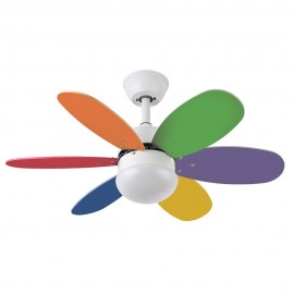 Fabrilamp, Ventilador Alves DC Blanco 85Ø 2xE27 6 Aspas Paltel-intenso Mando y Temporizador 175791637