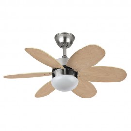 Ventilador Alves DC Niquel 85Ø 2xE27 6 Aspas Haya-Plata Mando y Temporizador 175791642