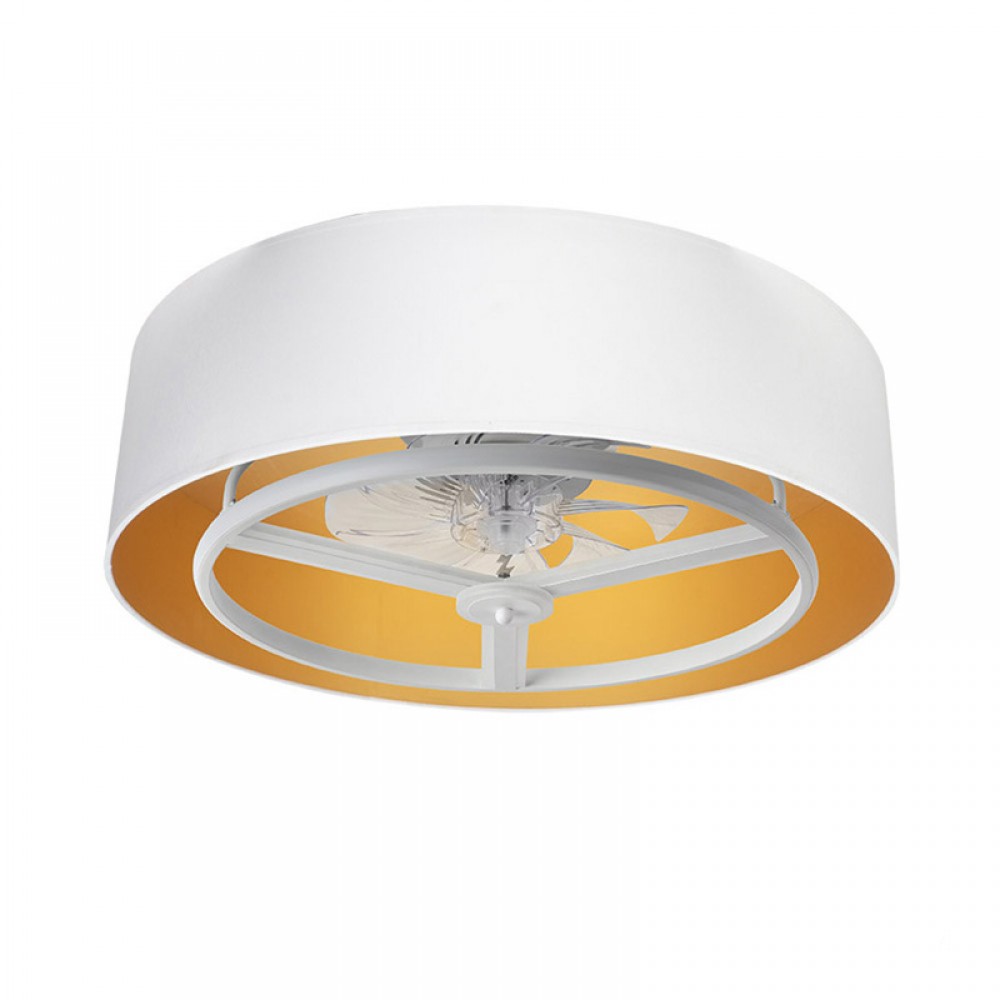 Fabrilamp, Ventilador AnusKa DC Blanco-Oro 70Ø 60W 8 Aspas Mando Regulable Memoria Y Temporizador 188691701