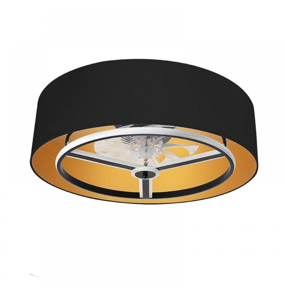 Fabrilamp, Ventilador AnusKa DC Negro-Oro 70Ø 60W 8 Aspas Mando Regulable Memoria Y Temporizador 188691709