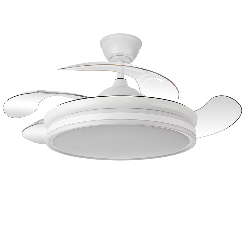 Fabrilamp, Ventilador Bayomo DC Blanco Plegable 108Ø 72w Mando Memoria y temporizador 142591401