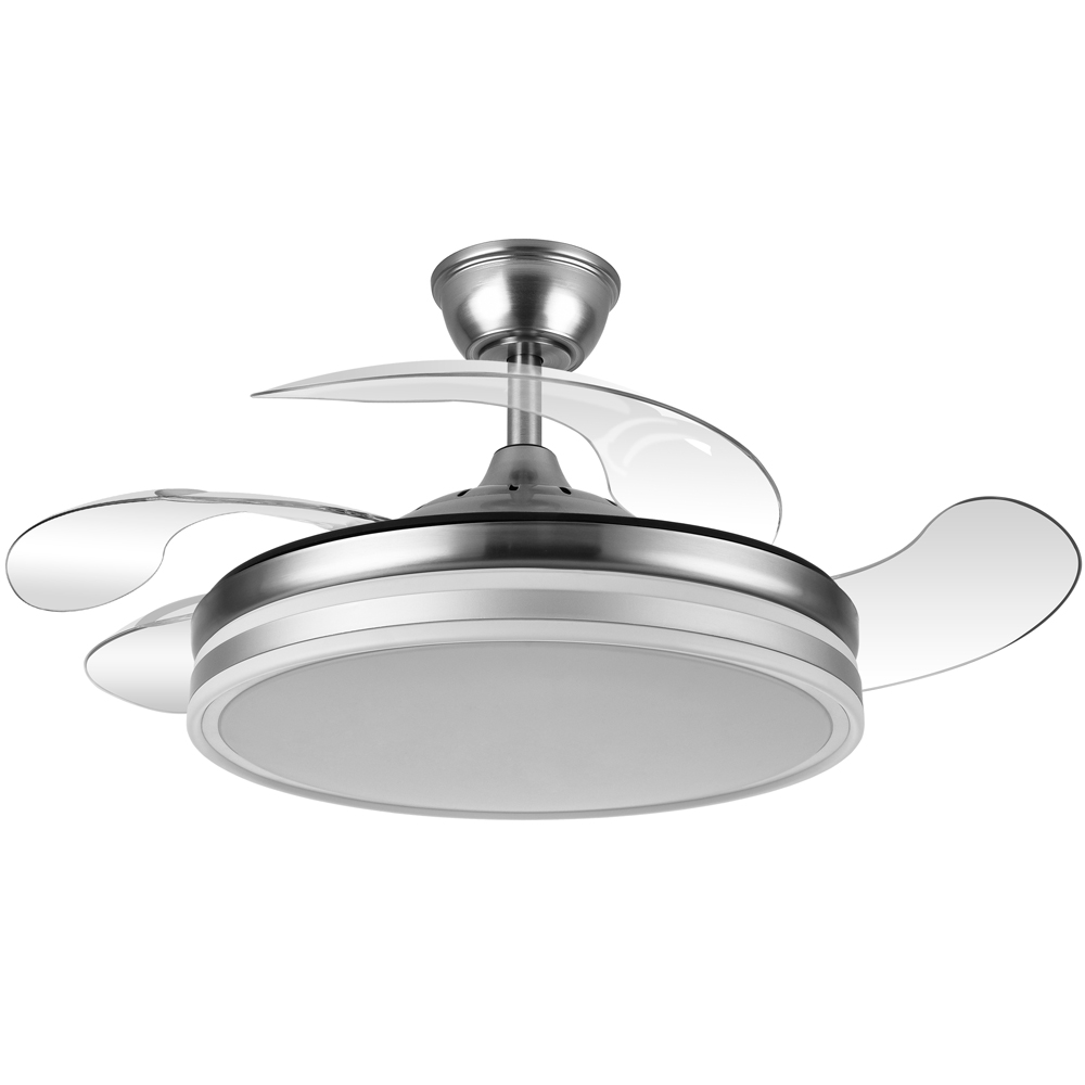 Fabrilamp, Ventilador Bayomo DC Niquel Plegable 108Ø 72w Mando Memoria y temporizador 142591403