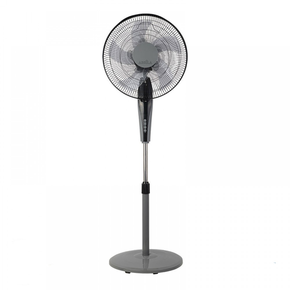 Fabrilamp, Ventilador Borlon De Pie Negro-Gris 43Ø 55w 5X2aspas Orientable Mando y Temporizador 213941028