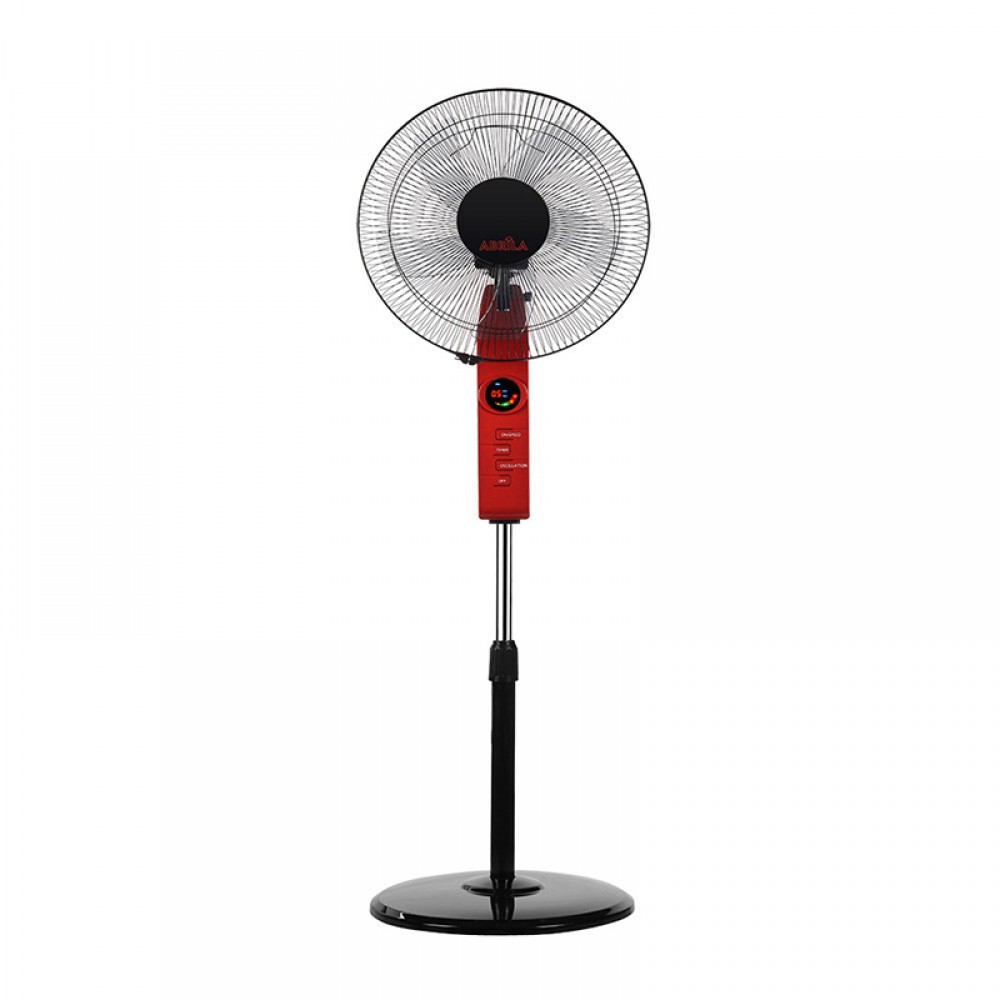 Fabrilamp, Ventilador Circus Rojo-Negro De Pie 43Ø 45w 5Aspas Oscilante Mando y Temporizador 207541007