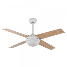 Fabrilamp, Ventilador Ciro DC Blanco 116Ø 2xe27 4Aspas Blanco-Haya Mando y Temporizador 159092401