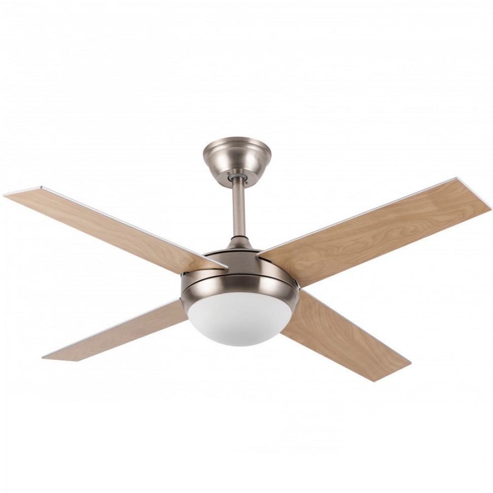 Fabrilamp, Ventilador Ciro DC Niquel 116Ø 2xe27 4Aspas Plata-Haya Mando y Temporizador 159092410