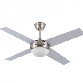 Fabrilamp, Ventilador Ciro DC Niquel 116Ø 2xe27 4Aspas Plata-Haya Mando y Temporizador 159092410