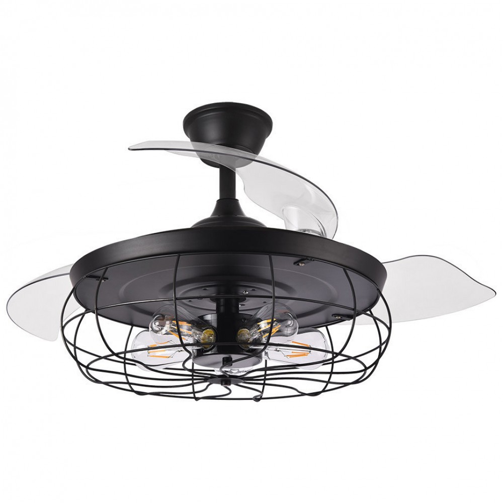 Fabrilamp, Ventilador Concon DC Negro Plegable 107Ø 5xE27 3 Aspas Mando Y Temporizador 188895309