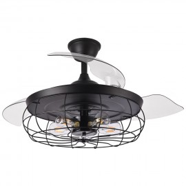Ventilador Concon DC Negro Plegable 107Ø 5xE27 3 Aspas Mando Y Temporizador 188895309