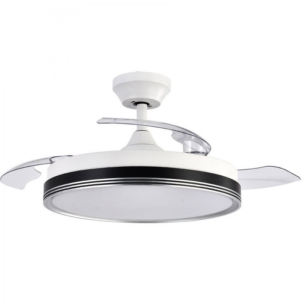 Fabrilamp, Ventilador Escarcha Dc Blanco-negro Plegable 107Ø 72w 3aspas Mando Memoria Y Temporizador 208591301