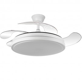 Fabrilamp, Ventilador ESCORPION DC Plegable Metalico Blanco 4aspas 107Ø Ultrasilencioso 59w Regulable Mando Memoria 214591301