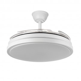 Fabrilamp, Ventilador ESCORPION DC Plegable Metalico Blanco 4aspas 107Ø Ultrasilencioso 59w Regulable Mando Memoria 214591301