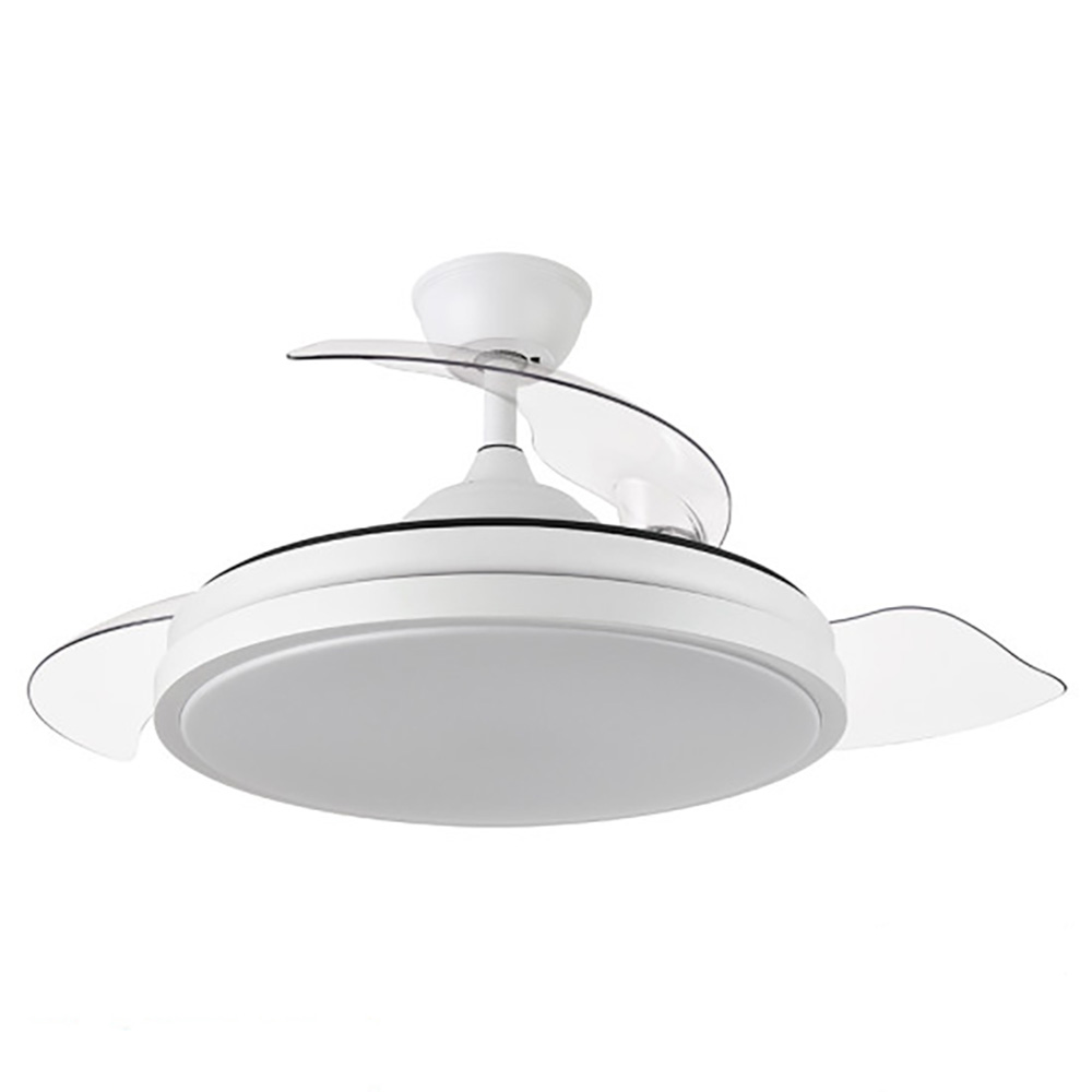 Fabrilamp, Ventilador ESCORPION DC Plegable Metalico Blanco 3aspas 107Ø Ultrasilencioso 59w Regulable Mando Memoria 214591301