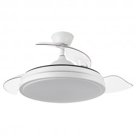 Fabrilamp, Ventilador ESCORPION DC Plegable Metalico Blanco 3aspas 107Ø Ultrasilencioso 59w Regulable Mando Memoria 214591301