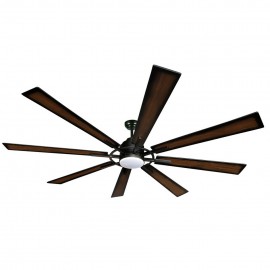 Fabrilamp, Ventilador Fusion DC Negro-Roble 183Ø 24w 8aspas Mando Regulable Memoria Y Temporizador 211691809
