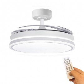 MDC iluminacion, Ventilador HALPA Plegable Metalico Blanco 48-107Ø Ultrasilencioso LED Dimable CCT Mando MDC-2026