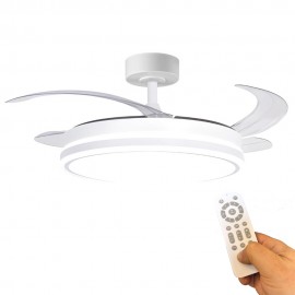 Ventilador HALPA XS Plegable Metalico Blanco 38-92Ø Ultrasilencioso LED Dimable CCT Mando MDC-2026