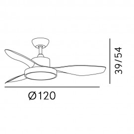 Fabrilamp, Ventilador Hayate DC Blanco-Haya 120Ø 48W 3 Aspas Mando Memoria Y Temporizador 128591368
