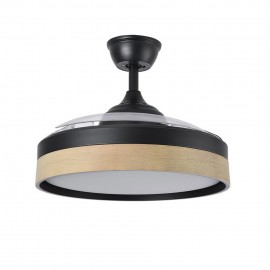 Fabrilamp, Ventilador Iglu DC Negro-Haya Plegable 107Ø 72w 3 Aspas Mando Memoria y Temporizador 207091388