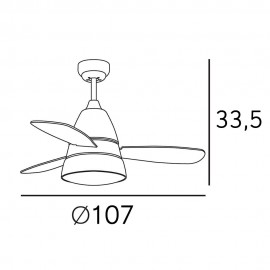 Fabrilamp, Ventilador Iseran Cromo 107Ø 2xe27 3 Aspas Mando 104092320