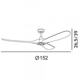 Fabrilamp, Ventilador Marin DC Niquel 152Ø 3 Aspas Roble Sin Luz Mando y Temporizador 129090302