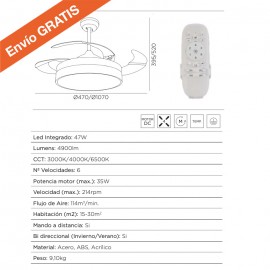 MDC iluminacion, MDC - Ventilador Retractil Mistra Dc Niquel 5-7745-35-09