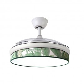 Fabrilamp, Ventilador Mini Moda DC Blanco-Hoja Verde 91Ø 72w Mando Memoria Y Temporizador 212480101
